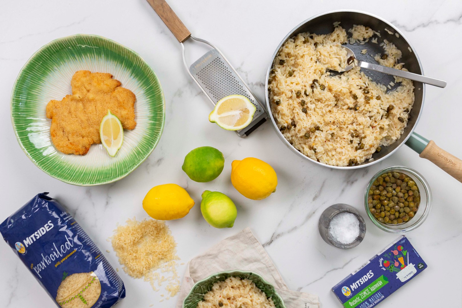 Rice with lemon and crispy capers Mitsides Group
